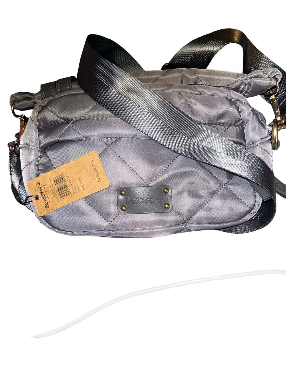 Bearpaw Quilted Nylon Crossbody Bag in Grey